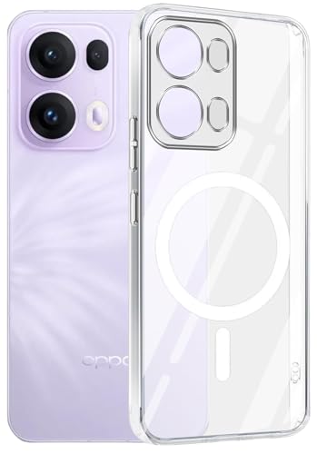 Image of AEETZ Clear Back Case for Oppo Reno 13 5g, Hard PC Shockproof Transparent Back Cover Case Compatible with Mag-Safe, Anti-Yellowing (Oppo Reno 13 5g)