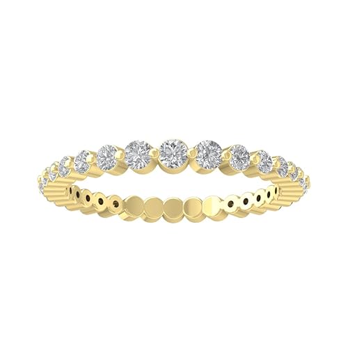 10K Gold or Silver Round Lab Grown Diamond Eternity Band Ring (1/2 cttw, VS Clarity, D-E Color), Size 10