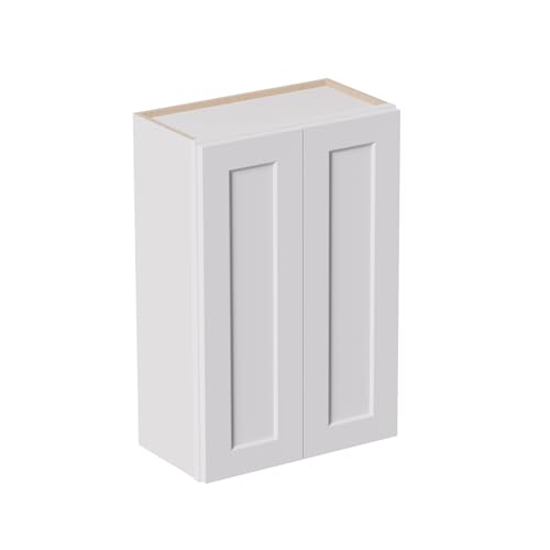 Mkosoll Kitchen Wall Cabinet Solid Wood RTA Medicine Storage Organizer Cabinets with 2 Soft-Closing Shaker Doors & Adjustable Shelves Space-Saving for Laundry Bathroom Garage - White
