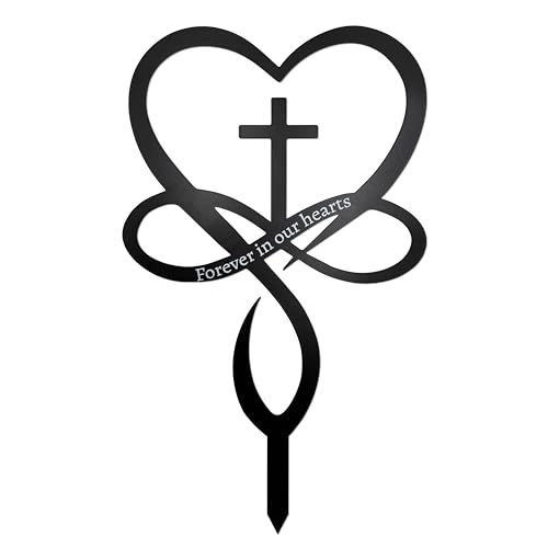 Slagindeco Metal Infinity Heart Cross Grave Decoration Cemetery Stake