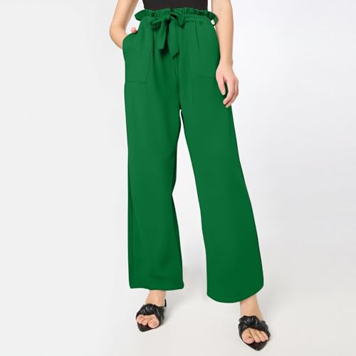 Wide Leg Linen Pants for Women Business Casual Baggy Drawstring High Waisted Lounge Trousers Pants with Pockets3