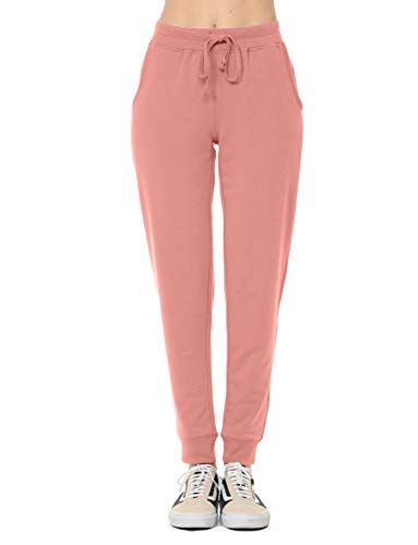 NE PEOPLE Women's Active Yoga Gym Workout Cotton Solid Joggers Sweatpants Lounge Sweat Pants with Pockets (S-3XL) Mauve