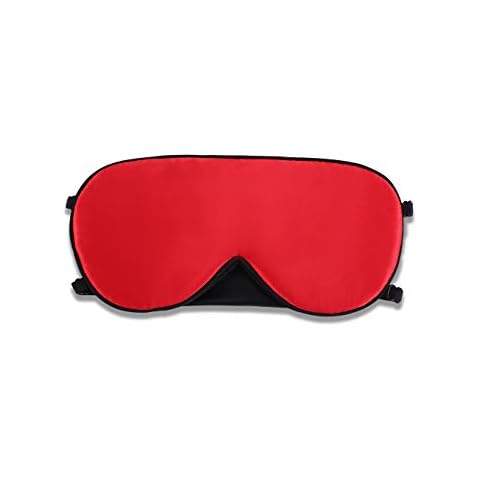 Alaska Bear Natural Silk Sleep Mask, Blindfold, Super Smooth Eye Mask(Two Straps(w/Nose Baffle), Red) Cover