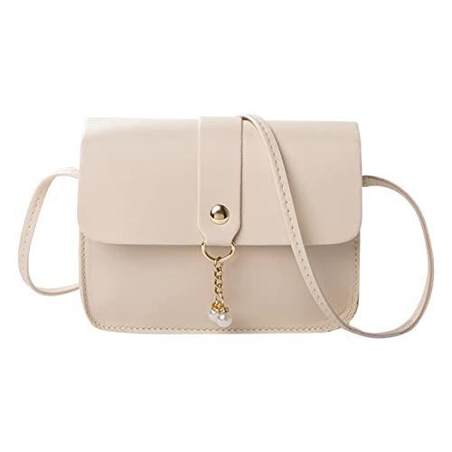 Für Taschen Häkeln Damen-Umhängetasche, modische Perlenanhänger, weiche Lederschnalle, leichte und vielseitige Umhängetasche Baby Taschen Set Junge (White, One Size)