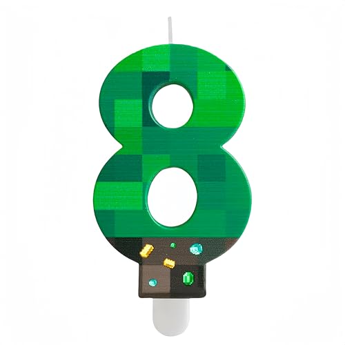 iNINGER TNT Green Birthday Candles,Green Number 8 Candle,Cake Toppers Birthday Candle,TNT Cake Toppers,8th Pixel Cake Candles for Birthday Graduation Celebration Wedding Party Supplies Decoration