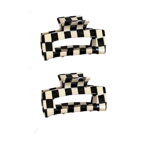 2 Piezas Pinzas Cuadradas de Diseño Ajedrez en Carey, Clips de Pelo Grandes para Mujeres y Niñas miniatura 1