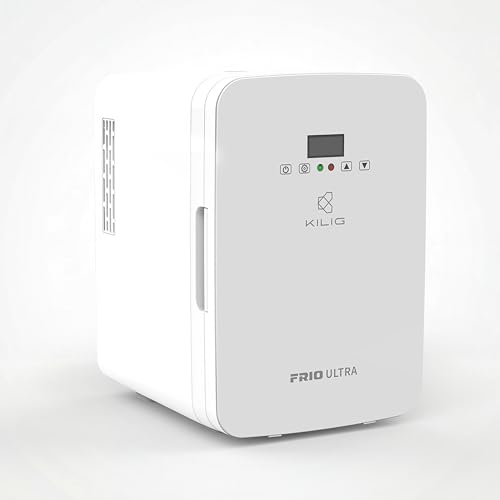 Image of KILIG Frio Ultra Mini Fridge | Portable Cooler & Warmer | 240V AC & 12V DC Power for Home & Car | Smart Temperature Control | Perfect for Food & Beverages, Travel, Skincare, Medicine | White