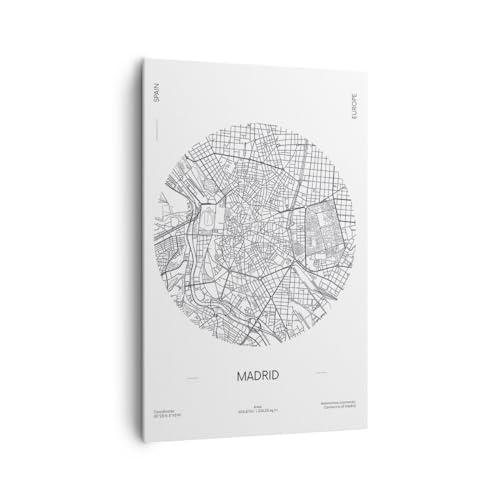 Cuadros Decoracion Salon Mapa Madrid España Lienzos decorativos 80x120cm Cuadro Sobre Lienzo Moderno Vertical Dormitorio Cocina Cuadros Pared Imágenes Wall Art Prints Decor Grande PA80x120 5434