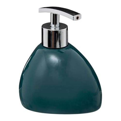 Paris Prix Five Simply Smart - Distributeur de Savon Galet 12cm Bleu Pétrole