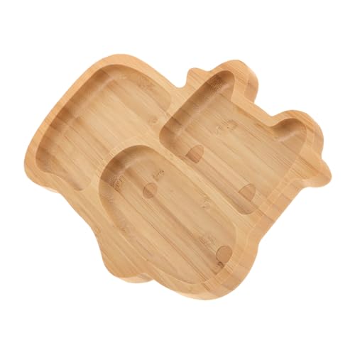 Abaodam Bamboo Suction Toddler Plate Divided Baby Plate Lid Non Slip Feeding Bowl for Boys and Girls