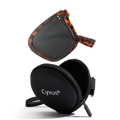 Cyxus Foldable Polarized Sunglasses for Women Men 24g TR90 Square Frame 99.99% UV Protection Beach Driving Outdoor P1577
