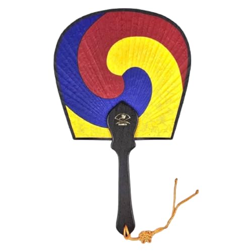 Korean Taeguk Fan, Traditional Bamboo and Cloth Hand Fan, Taegeukgi Pattern Cultural Souvenir, Asian Festival Dance Prop, Decorative Korean Heritage Gift