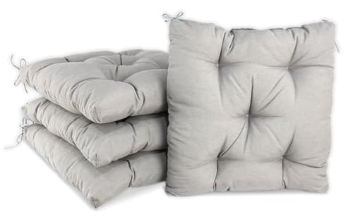 CHELY INTERMARKET - Cojines para sillas Pack de 2/4/6 Unidades con Correas de sujeción para sillas, 5 Pespuntes. (Gris, 40x40cm (4unds))