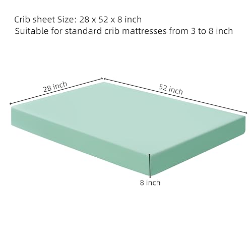 Image of HBHLFZ Crib Sheets for Boys, Girls, 28x52 Inch Fitted Crib Sheet - 8 Inch Deep Pocketed Fixed Sheet - Soft and Comfortable Microfibre - Fits Standard cot and Toddler mattresses, Green