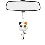 Adorable Diseño de Gato: Este adorable gato de dibujos animados, adornos para coche, presenta un diseño encantador y ojos brillantes que te harán sonreír cada vez que lo veas. El decoracion coche incluye una pequeña campana que emite un sonido nítido y melodioso como una campanilla de viento al agitarlo, lo que aumenta la diversión del conductor