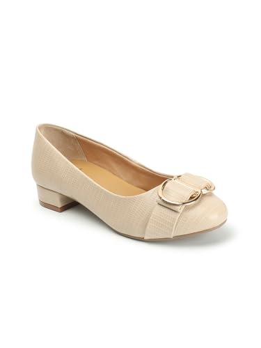Image of Carlton London Women's Textured Round Toe Block Heel Pumps
