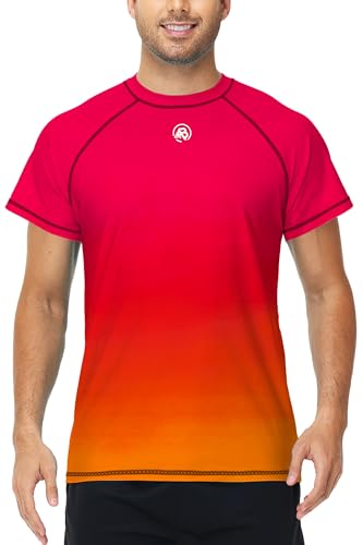 Image of AOBUTE Mens Swim Shirts Short Sleeve UPF 50+ Sun Shirt Quick Dry Rash Guard Fishing Swimming Shirt