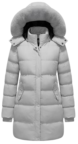 Women's Winter Thicken Puffer Coat Warm Snow Jacket with Fur Removable Hood