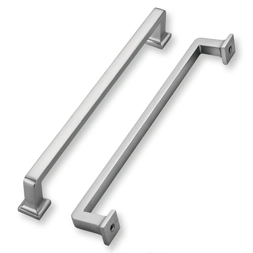 khtumeware 6 Pack Brushed Nickel Cabinet Pulls,12 Inch(305mm) Hole Centers Solid Satin Nickel Cabinet Handles Kitchen Hardware Straight Bar for Cabinets and Drawer Pulls