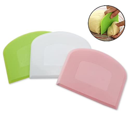 Dough Scraper Bowl Scraper, Flexible Dough Bowl Spatula Food-Safe Plastic Dough Cutter Bench Scraper Pastry Cutter Tool Food Scrappers Dough Bread Cutters For Bread Baking Cake Fondant Icing Dumpling #TOP2