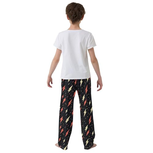 Boys' Pants Orange Lightning Bolt Dots Long Bottoms Jogger Pants Elastic Waist Trousers with Pockets S-XL3