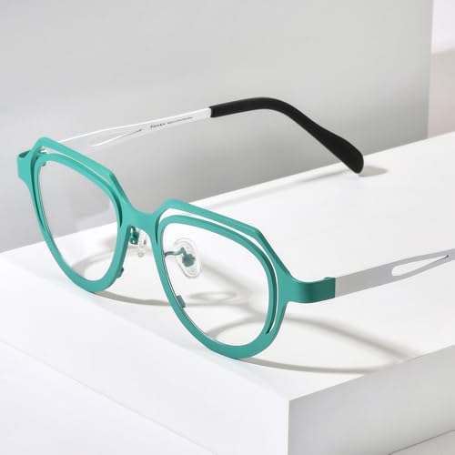 Image of FONEX Colorful Pure Titanium Glasses Frame Women Retro Round Eyeglasses