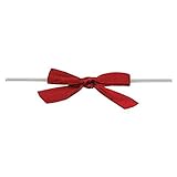 1 5/8 in. Wide Red Pre-Tied Satin Bow - with Wire Twist Attached (50)