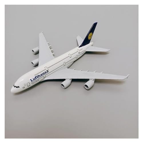 Modelo de avión Airbus A380 de Lufthansa réplica metálica de 16 cm coleccionable 6