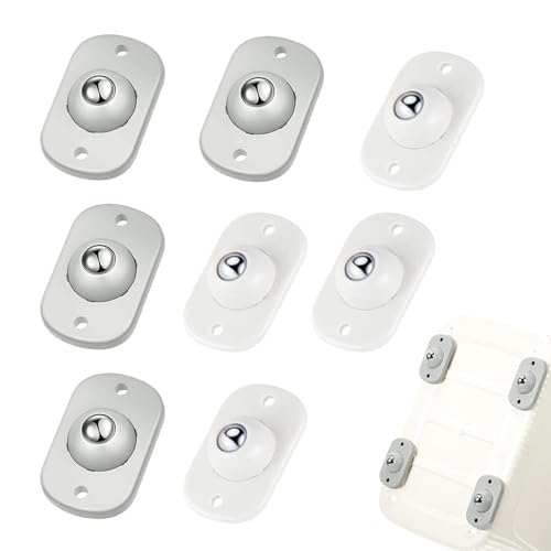 Image of TRVL FIELDER Self Adhesive Caster Wheels, Rollers for Kitchen Appliances, 360 Swivel Mini Universal Wheel Roller Casters, Sticky Pulley for Trash Can, Storage Box, Furniture (White, Grey - 8 PCS)
