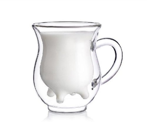 Mini Udder Shaped Glass Creamer Mug Milk Bottle Milk Jug.