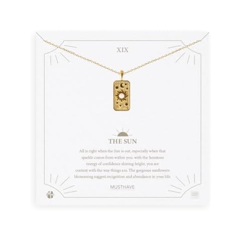 MUSTHAVE Tarot Card 18K Gold Plated Necklace with message card, yellow gold color, Anchor Chain, Best Gift Necklace, Size 16 inch + 2 inch Extender, Opal Necklace, Gift card, Metal, Created Opal Cover