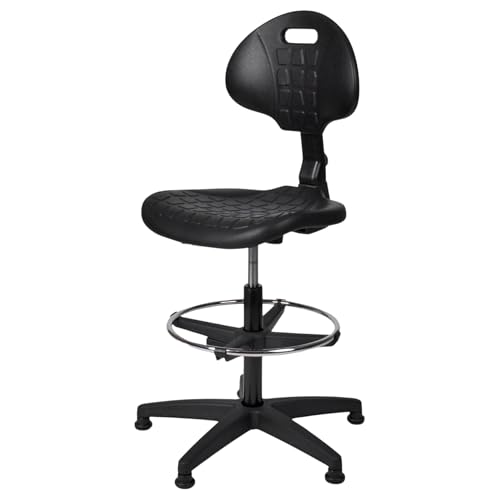 Topsit IND000112 Arbeitsstuhl aus Polyurethan, ergonomischer Arbeitsstuhl, Laborstuhl, höhenverstellbar und leicht zu reinigen, Stabiler Sockel mit Metallfußring und Füßen.