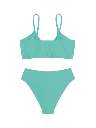 Image of COZYEASE Girls' 2 Piece Ditsy Floral Print Knot Front Ruched Triangle Bikini Swimsuit