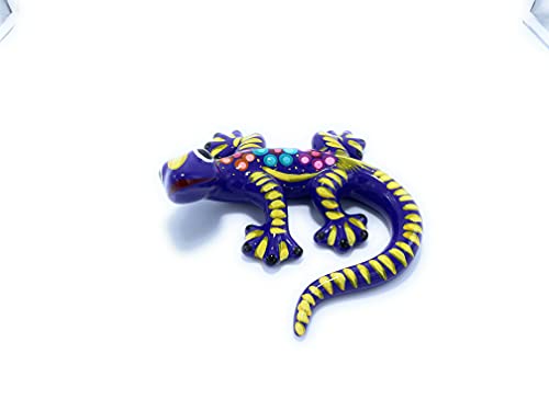 Ioc Handmade Ceramic Big Green Gecko - Ideal For Patio And Lawn Decor - Perfect Home Decoration Accessories Made By Hand By Crafty Artisans. Great Decor For Gift Porch And Patio (Purple) #TOP4