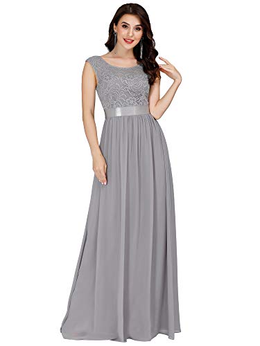 Ever-Pretty Women’s A-line Long Summer Lace Prom Gown Homecoming Dress Gray US26