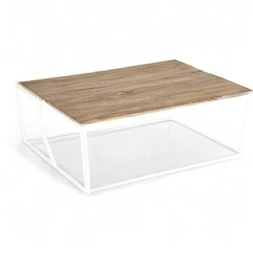 Table basse industrielle 113 cm bois/métal blanc IDMarket