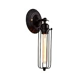 KARAOT Aplique de pared vintage Iluminación industrial Apliques rústicos 丨 Bombillas de tubo T300 丨 Lámpara de pared de jaula de metal de alambre Accesorio de luces de pared retro para interiores A