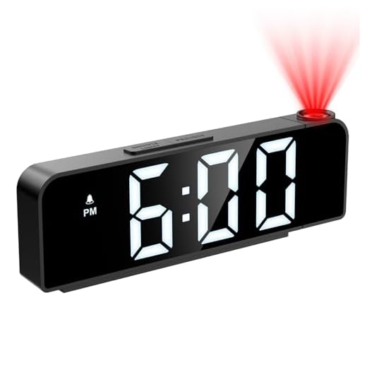 JXTZ Projection Alarm Clock, Alarm Clocks with Projection on Ceiling with 7.9" Large Display, LED Digital Clock with 4 Level Brightness, Snooze, Night Mode, Temperature, Clock for Bedroom Living Room