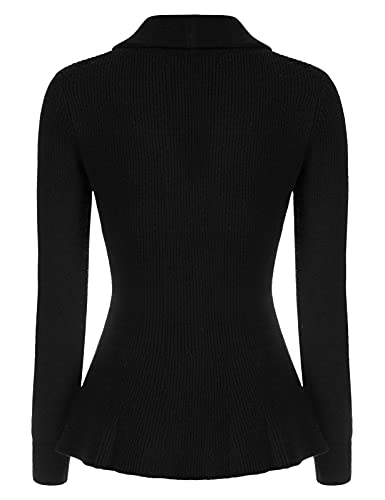 Image of Belle Poque Women Vintage Cardigan Sweater Shawl Lapel Button Down Sweater Outwear Coat
