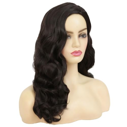 Image of Swiking Long Black Curly Wavy Wig for Women Long Finger Wave Heat Resistant Fiber Synthetic Hair Wigs for Cosplay Halloween Party Use