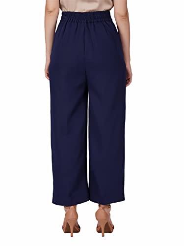 Image of fabcoast High Waist Wide Leg Loose Relaxed fit Women Pants - Flare Style, Half Waistband, Soft and Breathable Fabric - Ideal for Casual and Formal Wear.