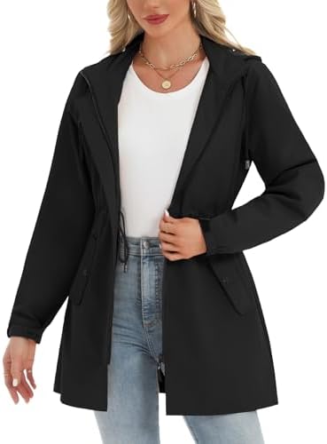 Nadeer Veste Imperméable Femme Légère - Manteau De Pluie Avec Capuche, Coupe-Vent Pliable Pour Voyages Et Extérieur