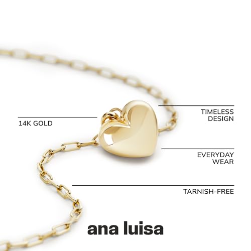 Ana Luisa Lev Puffed Heart Necklace for Women - Paperclip Chain w/ 14K Gold Plated & Silver Rhodium Plated Small Heart Necklace Gold Pendant - Hypoallergenic, Water-Resistant, Tarnish-Free Jewelry3