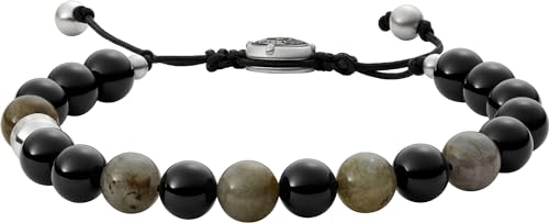 Diesel Armband Für Männer Perlen, L 165mm-250mm X B 8mm X H 8mm Schwarzes Halbedelsteinarmband, DX1325040 – Ansicht 1