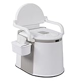 高齢者および障害者用ベッドサイド便器トイレ、大人用屋外ポータブルトイレ、ティッシュボックス&アームレスト&フルサラウンド滑り止め付きキャンプトイレ椅子、大人キャンプ/ハイキング/釣り用、ホワイト