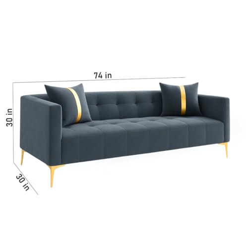 Image of FURNY Modernliving 3 Seater Sofa Set for Premium Living (Dark Grey)