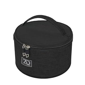 Travel Case for Wigs, Black Quilted Nylon with Interior Mirror, Zipper, & Double Stitching, Lightweight & Portable Wig Pouch by Adolfo Design