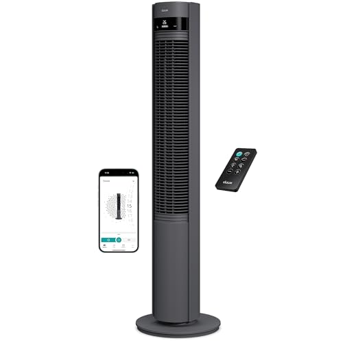 Duux Elevate Smart Turmventilator – 26 Geschwindigkeiten, 80° Oszillation, Nur 25 dB, Ionisator, Timer (1–12h), Schlafmodus, Touch & Fernbedienung – Leiser Ventilator für Schlafzimmer/Büro - Grau