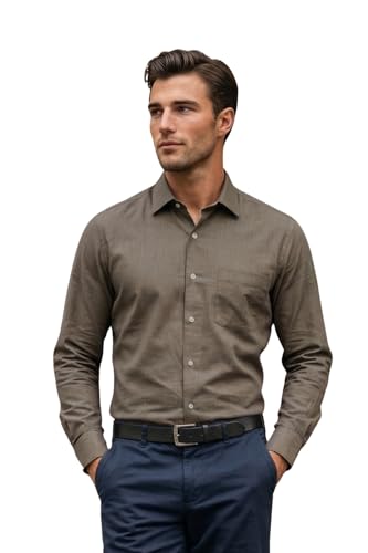 Image of Louis Philippe Men's Polyester Blend Slim Fit Look All Day Comfort with Stretch Full Sleeve Solid Fashion Formal Shirt