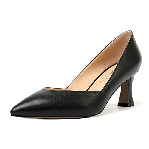 NUMALEO Womens Pointed Toe Sexy Slip On Solid Party Spool Mid Heel Pumps Shoes 2.5 Inch
